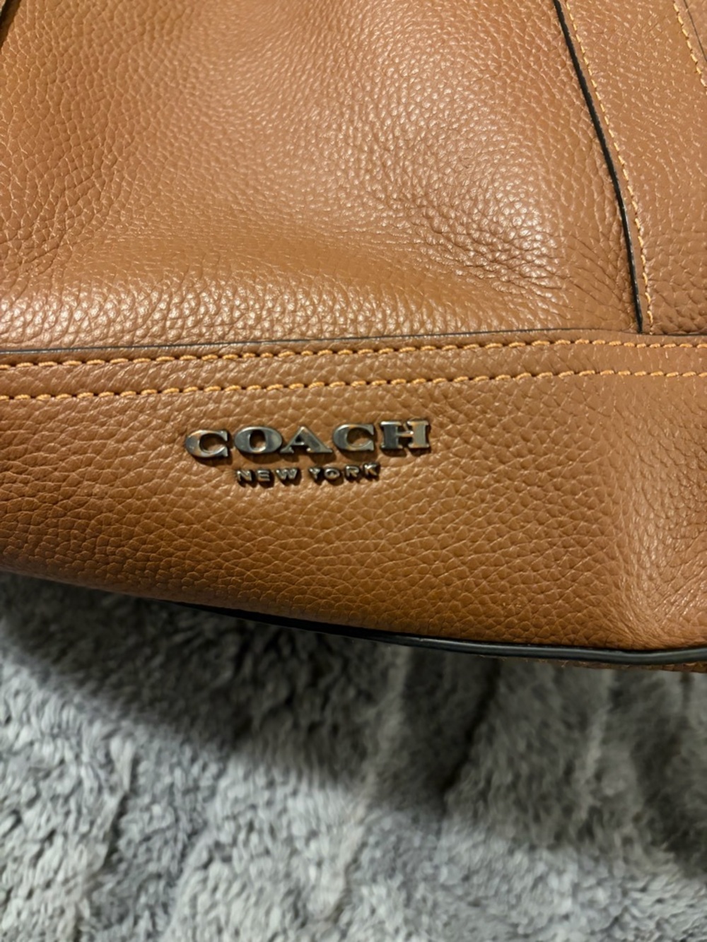 Coach Pebbled Leather Drawstring Backpack - Brown - Picture 9 of 10